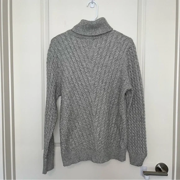 Express Gray Cable Knit Turtleneck Sweater - Picture 2 of 5